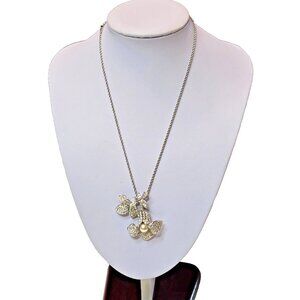 Jackie Kennedy Signed JBK Sparkling Orchid Necklace Rhinestone Pearl 22 Inch